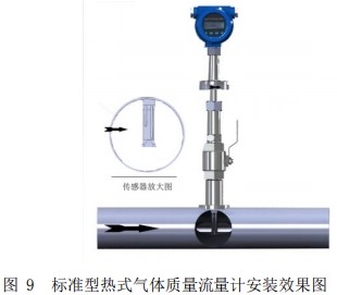 分體式熱式氣體質(zhì)量流量計(jì)插入式安裝效果圖